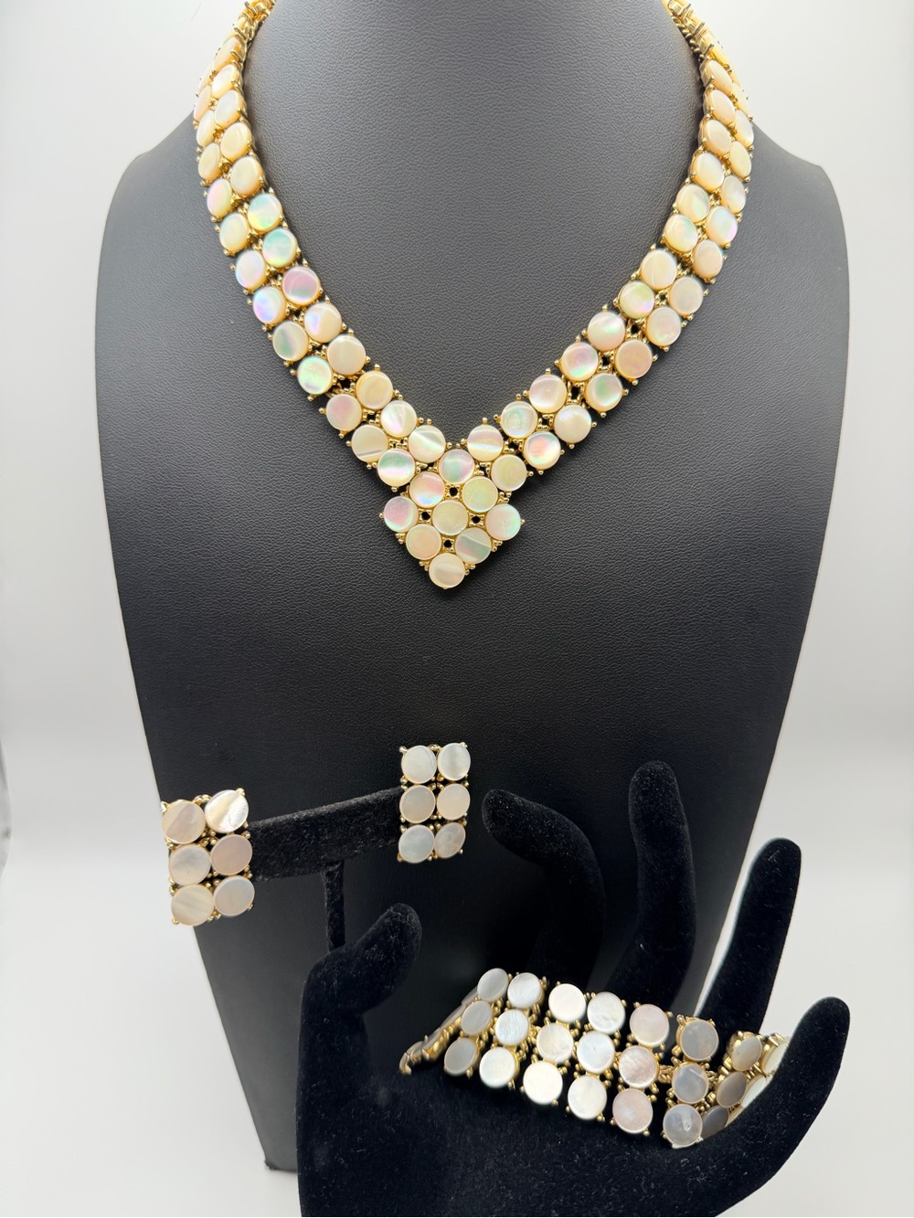 Vintage Mother of Pearl Cabochone Pardue Set